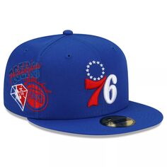 Мужская облегающая шляпа New Era Royal Philadelphia 76ers Team 59FIFTY
