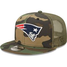 Мужская кепка New Era камуфляжно-оливкового цвета New England Patriots Trucker 9FIFTY Snapback