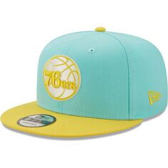 Мужская бейсболка New Era бирюзово-желтого цвета Philadelphia 76ers Color Pack 9FIFTY Snapback