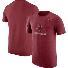 Мужская футболка Nike Heathered Crimson Alabama Crimson Tide Vintage Logo Tri-Blend