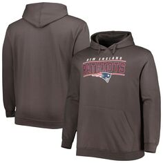 Мужской темно-серый пуловер с капюшоном и логотипом New England Patriots Big &amp; Tall Fanatics