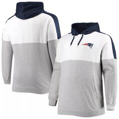 Мужской темно-синий/серый пуловер с капюшоном New England Patriots Big &amp; Tall Team с логотипом
