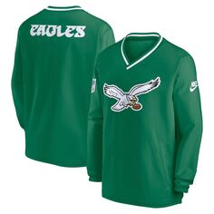 Мужской зеленый пуловер с v-образным вырезом и ветровкой Philadelphia Eagles Sideline Nike
