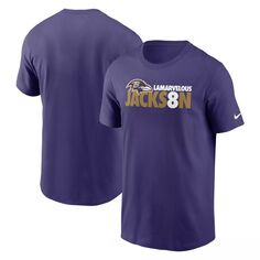 Мужская фиолетовая футболка с рисунком игрока Lamar Jackson Baltimore Ravens Nike