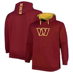Мужской бордовый пуловер с капюшоном и логотипом Washington Commanders Big &amp; Tall