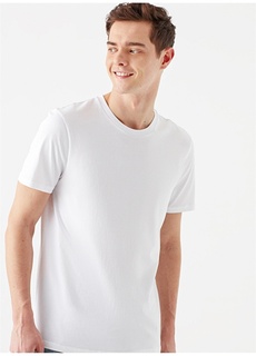 Однотонная белая мужская футболка узкого кроя с круглым вырезом Mavi