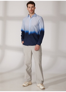 Стандартная мужская рубашка с воротником батик синего цвета Limon