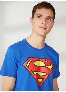 Синяя мужская футболка с принтом Супермена Never Say Never