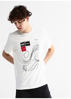 Белоснежная мужская футболка с круглым вырезом с принтом E-ANDY Aeropostale