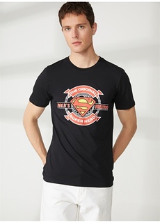 Черная мужская футболка с принтом Супермена Never Say Never