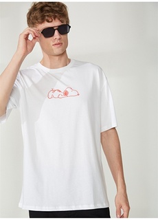 Белая мужская футболка оверсайз с принтом Snoopy Never Say Never