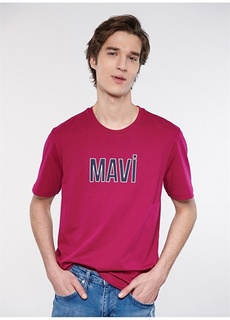 Однотонная розовая мужская футболка с круглым вырезом Mavi