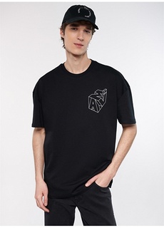 Черная мужская футболка с круглым вырезом с принтом Mavi