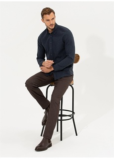 Коричневые мужские брюки стандартного кроя с нормальной талией и нормальными штанинами Pierre Cardin