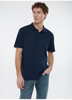 Однотонная мужская футболка-поло темно-синего цвета Mavi