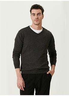 Антрацитовый мужской свитер с V-образным вырезом Network