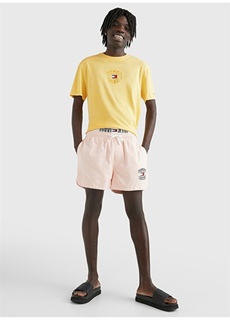 Однотонная желтая мужская футболка с круглым вырезом Tommy Jeans