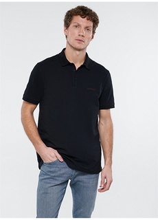 Однотонная мужская футболка-поло черного цвета Mavi