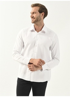 Белая мужская рубашка с классическим воротником Pierre Cardin