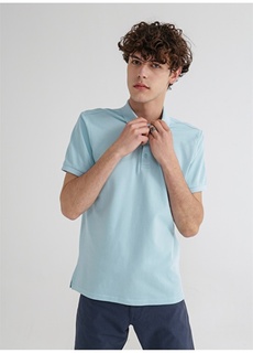 Базовая однотонная светло-синяя мужская футболка с воротником поло Limon