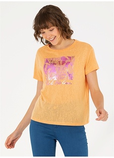 Оранжевая женская футболка с круглым вырезом с принтом U.S. Polo Assn.