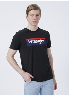 Светло-черная мужская футболка обычного кроя с круглым вырезом и принтом Wrangler