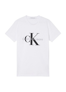 Белая мужская однотонная футболка с круглым вырезом Calvin Klein Jeans