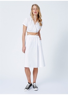 Двубортное женское длинное стандартное белое платье Limon
