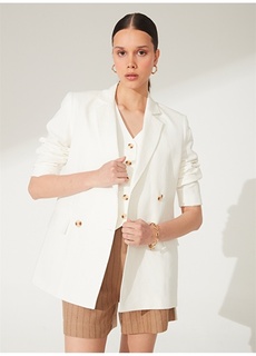 Белая женская летняя двубортная куртка с длинными карманами Fabrika ФАБРИКА
