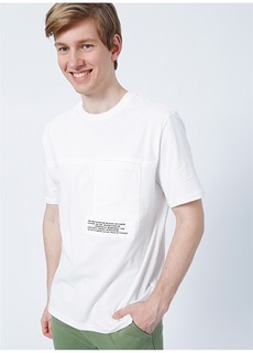 Простая мужская футболка с круглым вырезом широкого кроя, цвета экрю Limon
