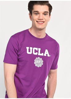 Фиолетовая мужская футболка с круглым вырезом и стандартным узором с принтом Ucla