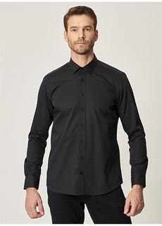 Slim Fit однотонная мужская классическая рубашка черного цвета Altınyıldız Classic