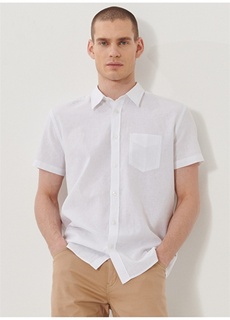 Белая мужская рубашка из смесового льна Wrangler