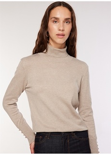 Водолазка базовая однотонная женская свитер бежевого меланжевого цвета Fabrika ФАБРИКА