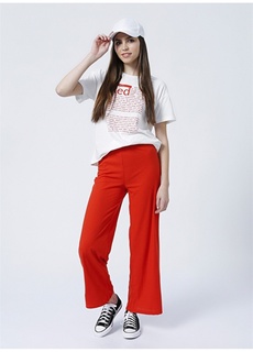 Удобные красные женские брюки с эластичным поясом Limon
