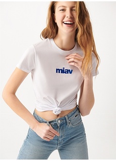 Белая женская футболка стандартного кроя с круглым воротником Mavi