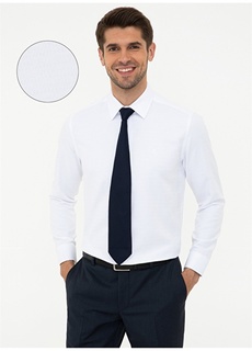 Обычная белая мужская рубашка с классическим воротником Slim Fit Pierre Cardin