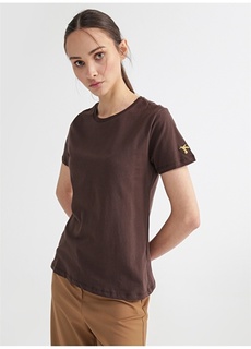 Базовая однотонная коричневая женская футболка с круглым вырезом Fabrika ФАБРИКА