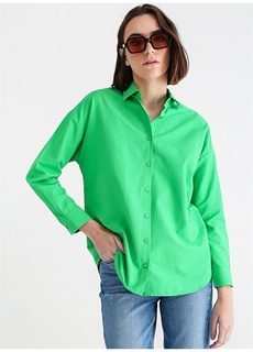 Простая зеленая женская рубашка с воротником Aeropostale
