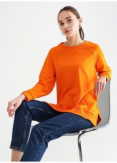 Однотонный оранжевый женский свитшот с круглым вырезом Fabrika ФАБРИКА