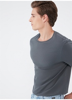 Однотонная мужская футболка стандартного кроя антрацитового цвета с круглым вырезом Mavi