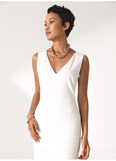 Женское белое мини-платье с v-образным вырезом Didem Soydan X Fabrika