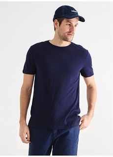 Однотонная темно-синяя мужская футболка с круглым вырезом Fabrika ФАБРИКА