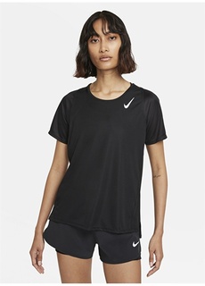 Черная женская однотонная футболка с круглым вырезом Nike