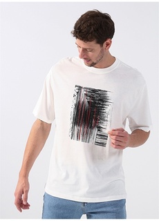 Мужская футболка однотонного цвета экрю с круглым вырезом Fabrika ФАБРИКА