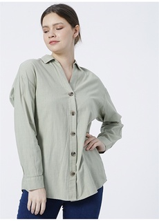 Рубашка женская светло-хаки с воротником Mavi