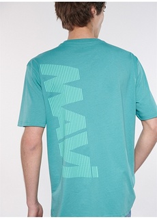 Однотонная мужская футболка с круглым вырезом бирюзового цвета Mavi