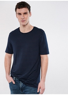 Однотонная мужская футболка с круглым вырезом темно-синего цвета Mavi