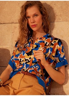Рубашка с рубашечным воротником, однотонная женская рубашка кирпичного цвета Yargıcı