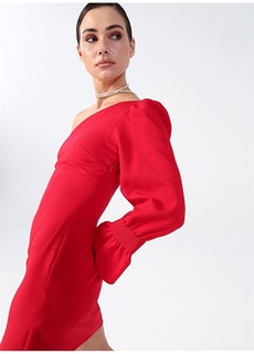 Красное женское мини-платье на одно плечо Fabrika ФАБРИКА